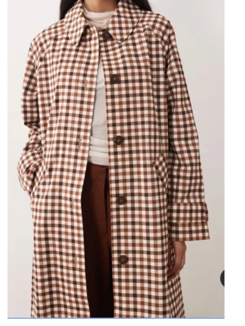 House of Harlow 1960 Women’s  Brown & Cream Gingham Trench Coat NWOT L
